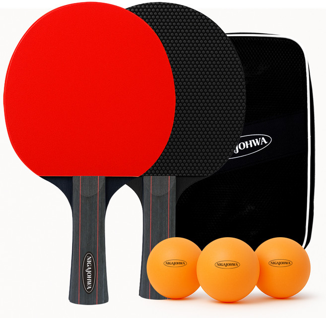 니가조화 탁구라켓 2p + 탁구공 3p + 파우치 세트, 1세트