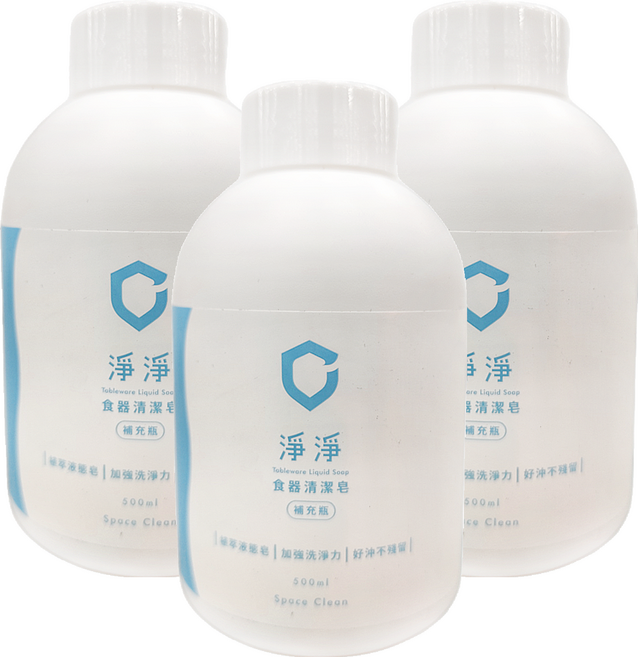 Clean Clean 淨淨食器清潔皂 補充瓶, 500ml, 3瓶
