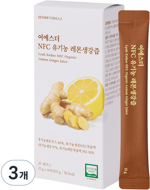 에스더포뮬러 여에스더 NFC 유기농 레몬생강즙 14p, 3개, 210g