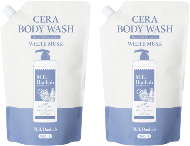 밀크바오밥 세라 바디워시 화이트머스크 리필, 960ml, 2개
