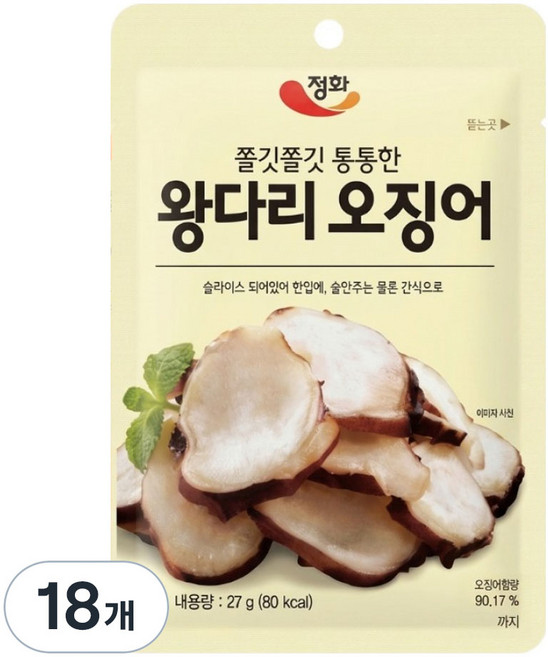 정화식품 왕다리 오징어, 27g, 18개