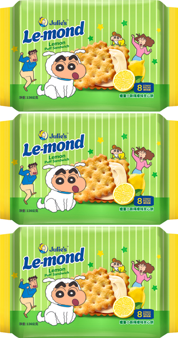 Julie's 茱蒂絲 蠟筆小新檸檬味夾心餅, 136g, 3包
