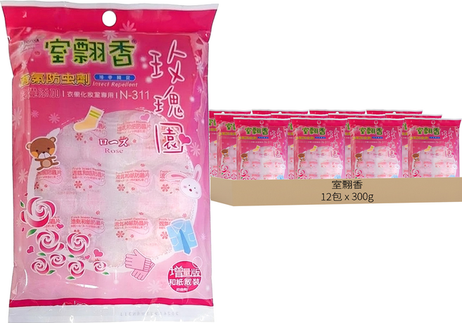 室翲香 和紙散裝防蟲錠 玫瑰, 300g, 12包