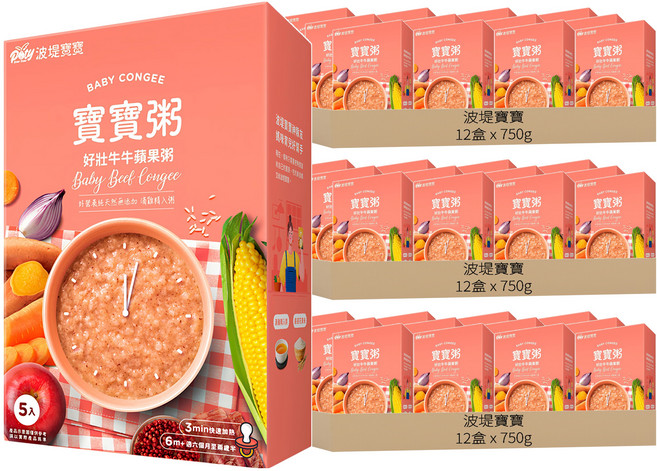 波堤寶寶 寶寶粥 好壯牛牛蘋果, 750g, 36盒