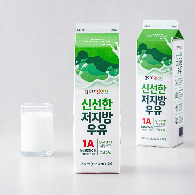 곰곰 신선한 저지방우유, 900ml, 2개