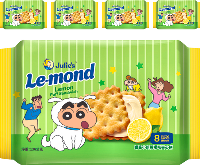 Julie's 茱蒂絲 蠟筆小新檸檬味夾心餅, 136g, 5包