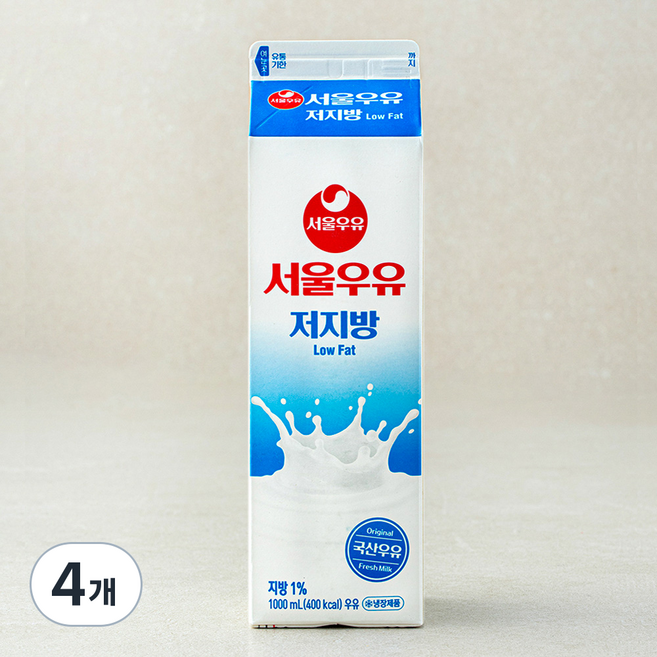 서울우유 저지방 우유, 1L, 4개