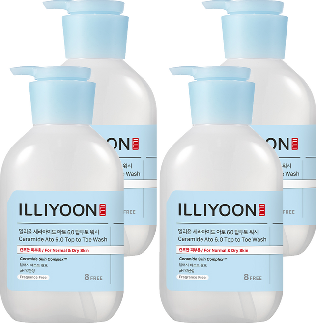 일리윤 세라마이드 아토 6.0 탑투토 바디워시 무향, 500ml, 4개