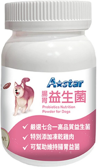 A star 犬專用益生菌 6個月以上成犬/幼犬 60g, 腸胃, 1罐