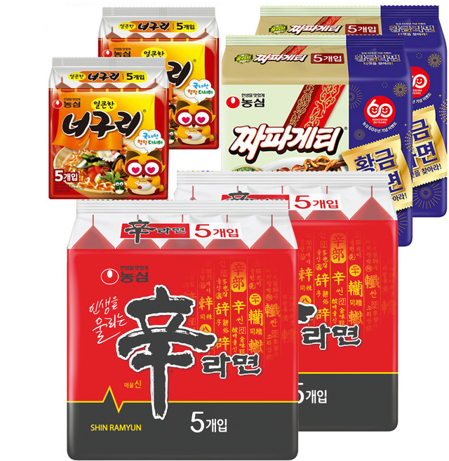 9위 - 농심 신라면 120g 10p + 너구리 120g 10p + 짜파게티 140g 10p, 1세트