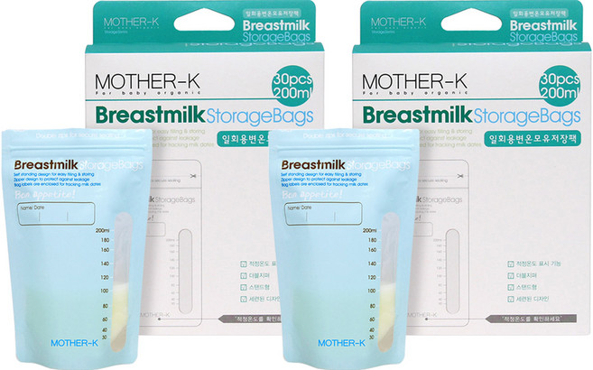 마더케이 일회용 변온 모유 저장팩 200ml, 30매, 2개