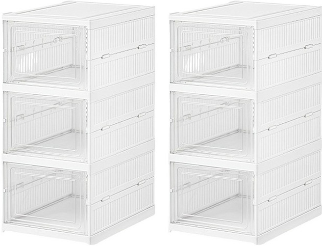 免安裝多功能摺疊收納櫃 3層, 2個, 白色