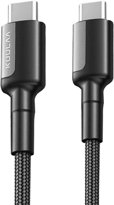 KUULAA 雙Type-C 65W 鋅合金編織PD快充充電線, 錆色, 1入, 2m