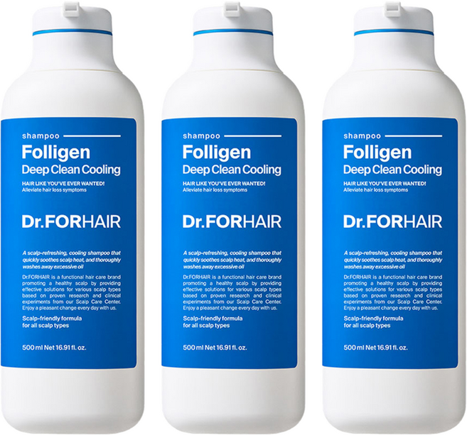 Dr.FORHAIR 深層清潔涼感洗髮精, 3個, 500ml