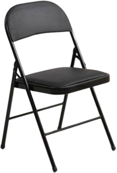 오브민 프리미엄 푹신한 가죽 쿠션 튼튼한 접이식 폴딩체어, 블랙, 1개
