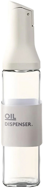 Jasmine’s Kitchen 小茉廚房 玻璃料理油壺 自動開口 附貼紙 暖灰色, 1個, 500ml