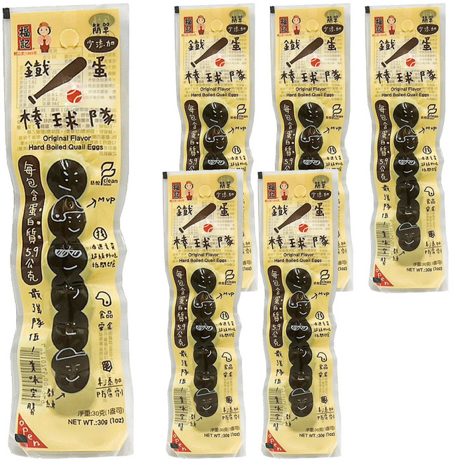 A005福記 原味鐵蛋 一包6粒, 30g, 6個