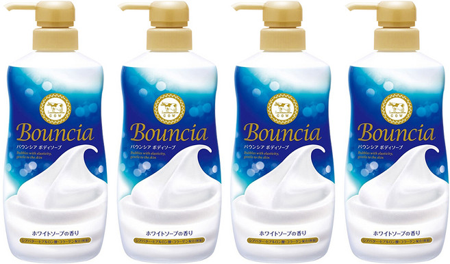 COW STYLE 牛乳石鹼 Bouncia 美肌滋潤沐浴乳 優雅花香, 480ml, 4瓶