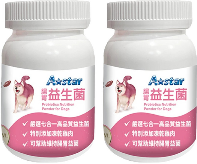 A star 犬專用益生菌 6個月以上成犬/幼犬 60g, 腸胃, 2罐