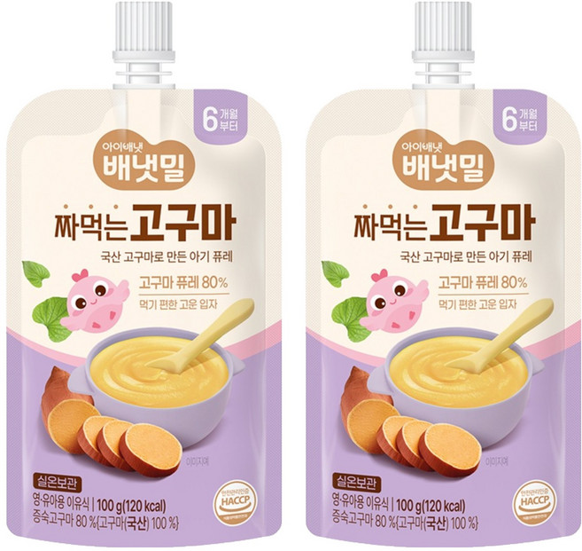 배냇밀 짜먹는 이유식, 고구마맛, 100g, 2개