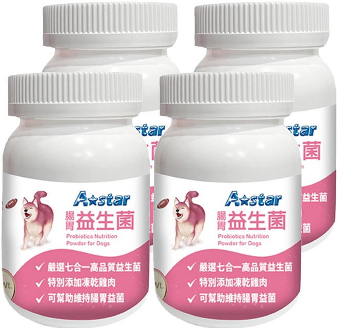 A star 犬專用益生菌 6個月以上成犬/幼犬 60g, 腸胃, 4罐