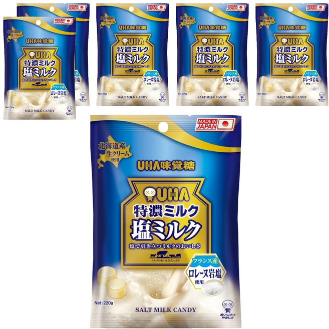 UHA 味覺糖 鹽味牛奶糖, 220g, 6袋