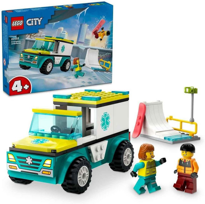 LEGO 60403 城市系列, 急救護車和單板滑雪者 Emergency Ambulance and Snowboarder, 1盒