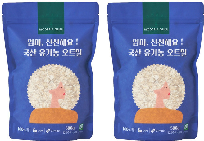 모던구루 엄마 신선해요 국산 유기농 오트밀, 500g, 2개