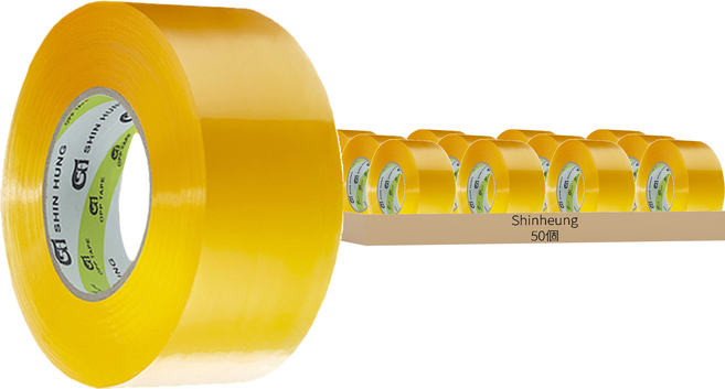 Shinheung Tape 包裝用輕巧透明膠帶, 50個