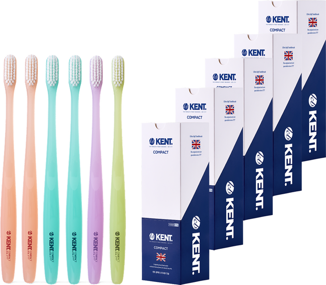 켄트 콤팩트 초극세모 칫솔, 6개입, 5개