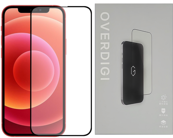 OVERDIGI 3D滿版 螢幕保護貼 iPhone 12 / 12 Pro 9H鋼化玻璃 防爆 透明、黑色邊框