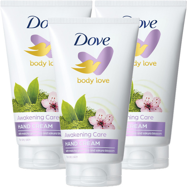 도브 바디러브 어웨이크닝 케어 핸드크림 그린티 앤 라벤더 향, 75ml, 3개