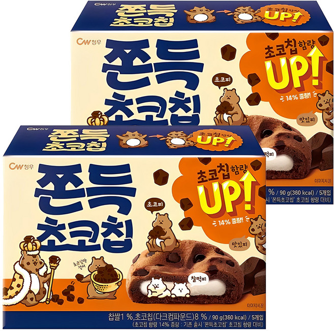 청우식품 쫀득 초코칩, 90g, 2개