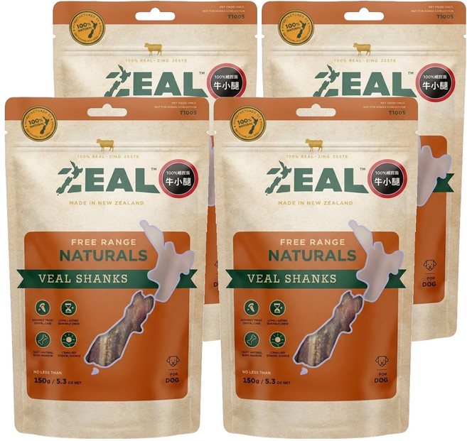 ZEAL 真致 天然風乾零食, 牛小腿, 150g, 4包