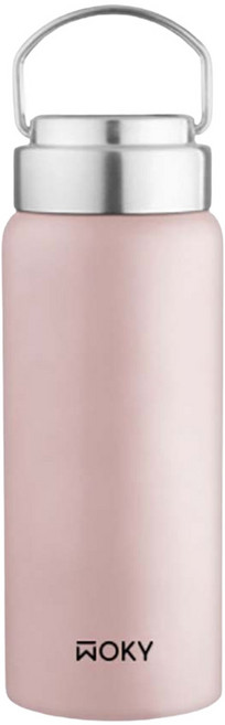 WOKY 沃廚 台灣公司貨 提手輕芯鈦瓷易潔層保溫瓶, 靄緋粉, 500ml, 1個