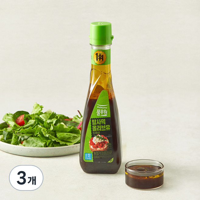 풀무원 발사믹 올리브유 드레싱, 525g, 3개