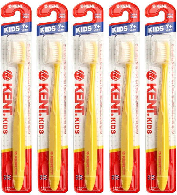 켄트 키즈 초극세모 칫솔, 옐로, 1개입, 5개