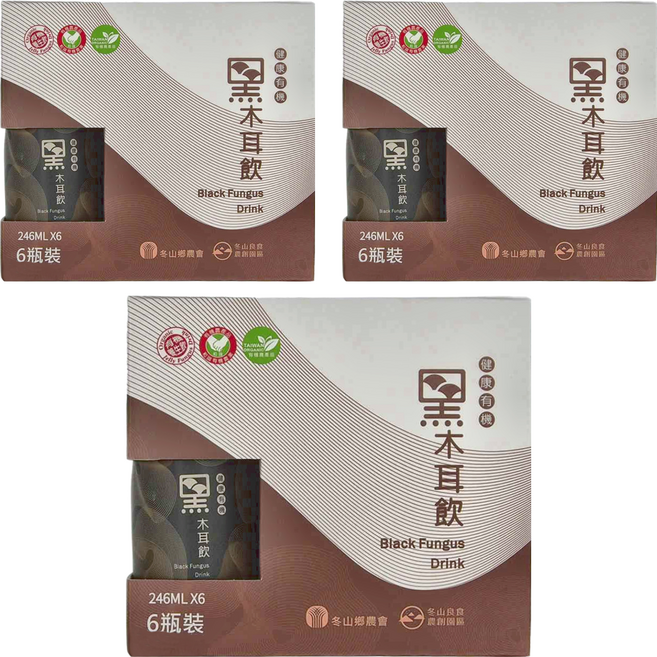 有機黑木耳飲禮盒 6瓶, 1.476L, 18瓶