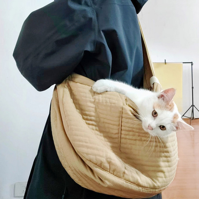 딩동펫 반려동물 폭닥 이동 슬링백, 베이지, 1개