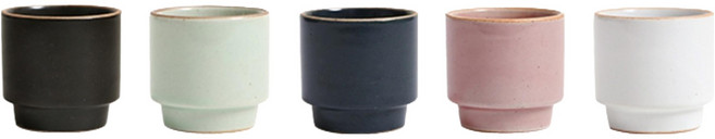 ERATO Olheum 5入組 燒酒杯, 白色、黑色、翡翠色、粉色、鈷色, 1套