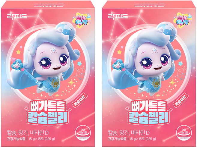 락피도 캐치티니핑 뼈가튼튼 칼슘젤리 복숭아맛, 225g, 2개