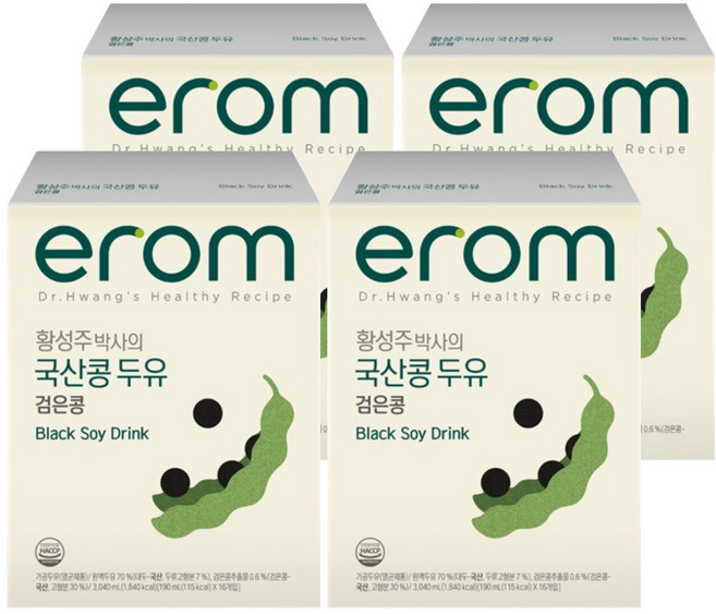 이롬 황성주 검은콩 두유, 190ml, 64개