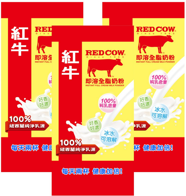 RED COW 紅牛 即溶全脂奶粉, 500g, 3包