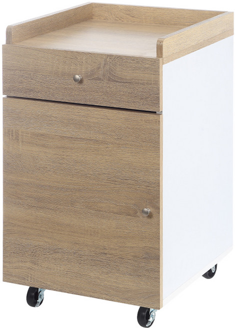 HomeMax 卡琳床頭收納櫃, 附抽屜 淺褐色 + 白色, 1個