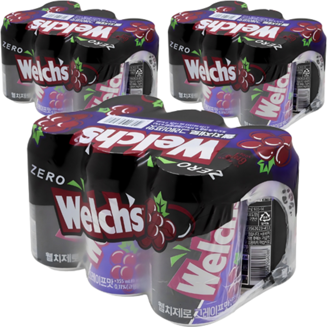웰치스 제로 그레이프맛, 355ml, 18개