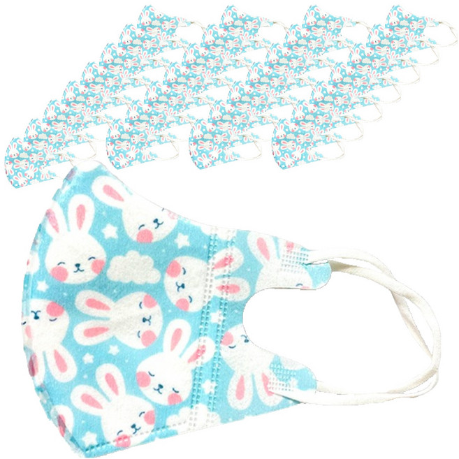 러블리앙즈 유아용 더예쁜 3겹 입체 프리미엄 마스크 초소형, 10개입, L2 하늘토끼, 3개