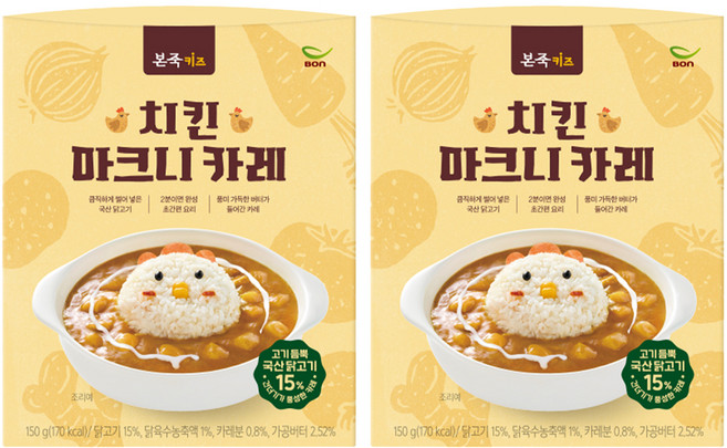 베이비본죽 본죽키즈 치킨 마크니 카레, 150g, 2개