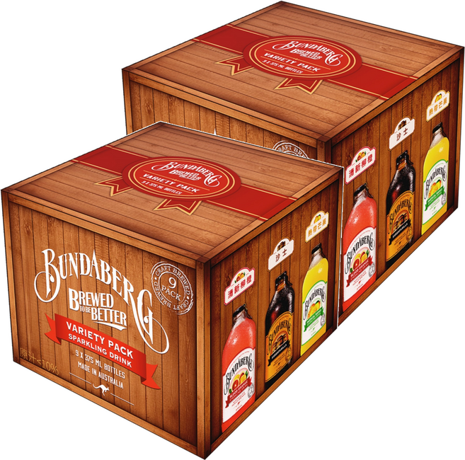 BUNDABERG 賓德寶 全系列口味氣泡飲禮盒9件組, 2套, 3375ml