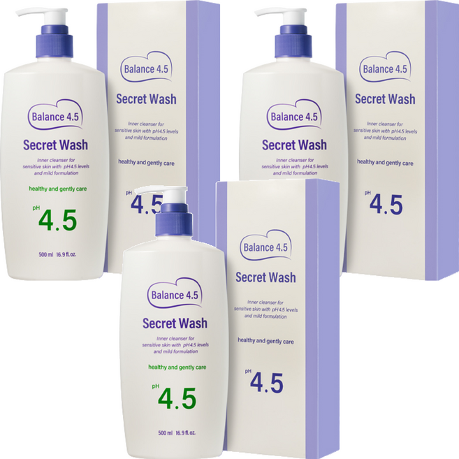 터치미 밸런스 4.5 시크릿워시 여성청결제 대용량, 500ml, 3개