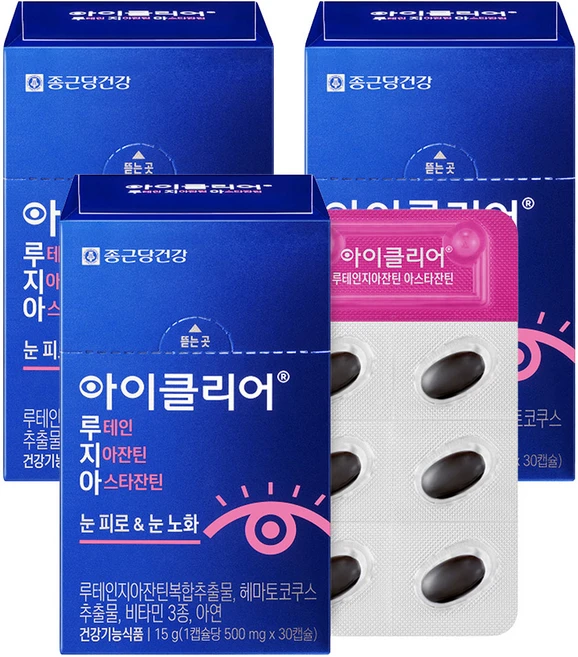 아이클리어 정품 루테인지아잔틴 아스타잔틴, 30정, 3개 - 쿠팡